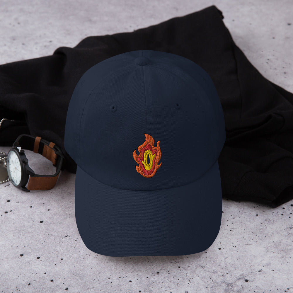 Adjustable Low-Profile Cap with Flame-Inspired Design