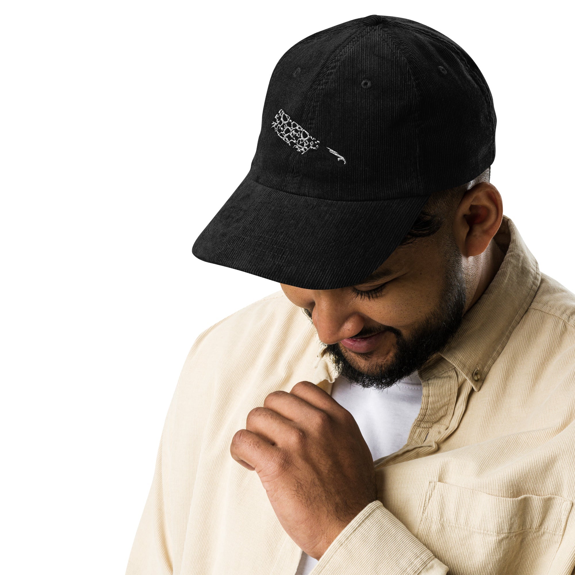 Embroidered Cotton Corduroy Cap