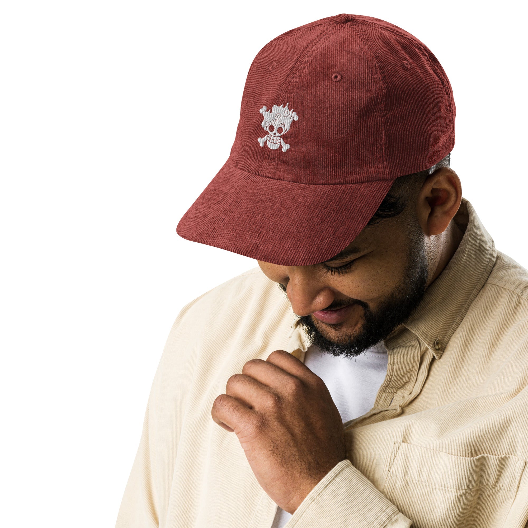 Embroidered Cotton Corduroy Cap